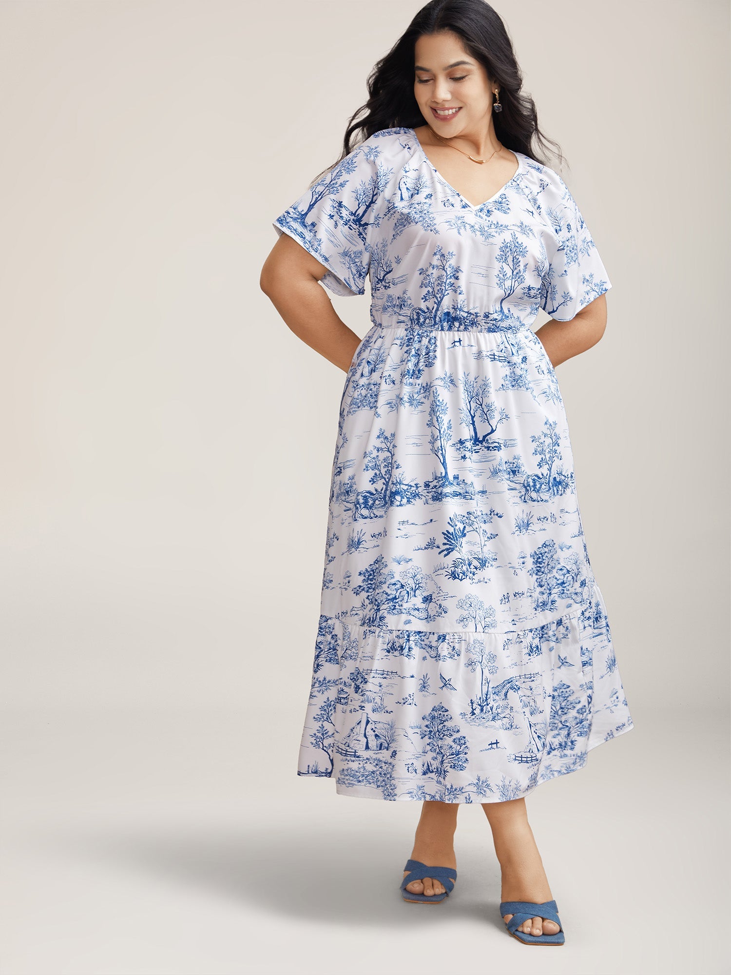 Spring Dreams Stretchy-Waist Midi Dress