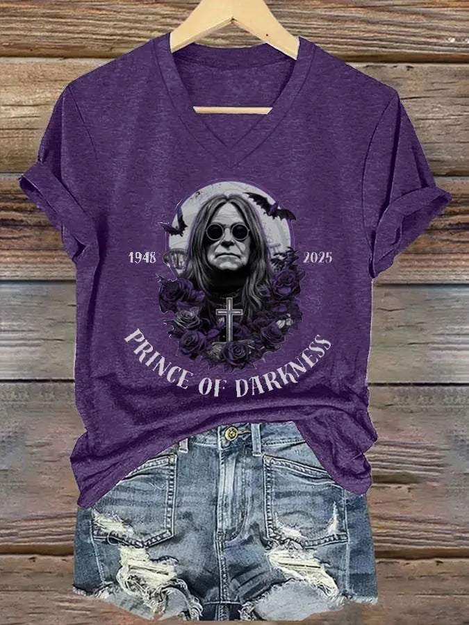 Women's "Hot Singer" Printed V-Neck T-Shirt