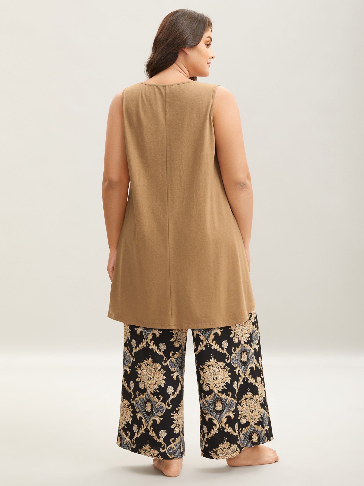 Boho Print Color Contrast Loungewear Set