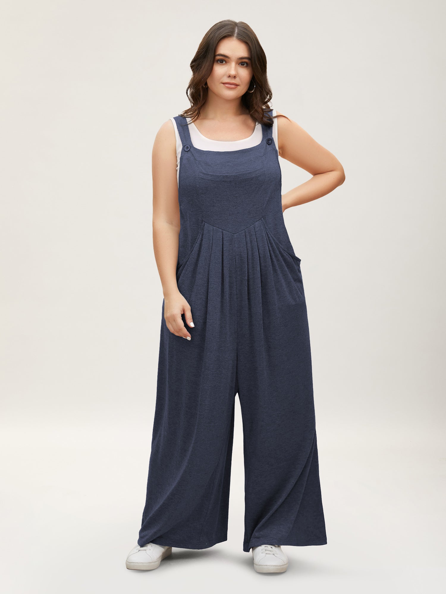 Supersoft Essentials Solid Pleated Pocket Jumpsuit