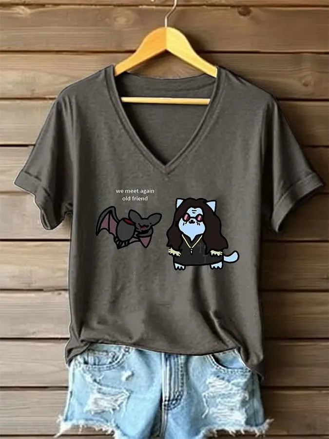 Women's casual V-neck short-sleeved comfortable T-shirt