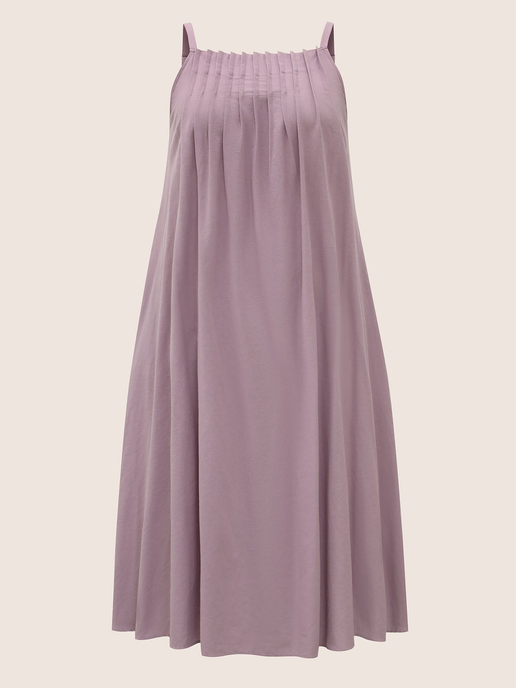Cotton Plain Pleated Loose Fit Cami Dress
