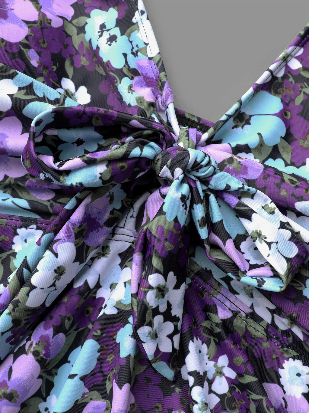 Ditsy Floral Ties Adjustable Ruched Swim Top