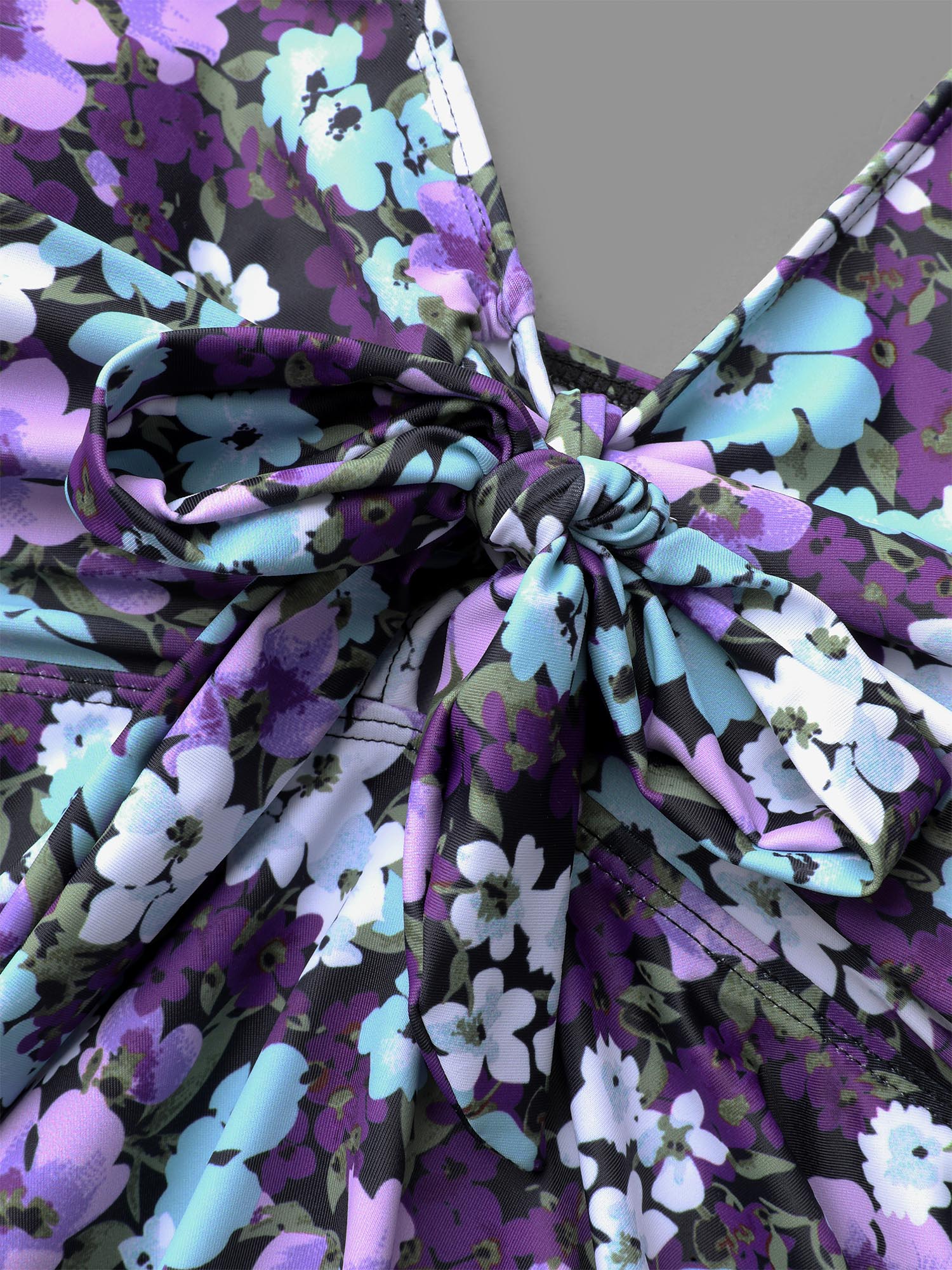 Ditsy Floral Ties Adjustable Ruched Swim Top