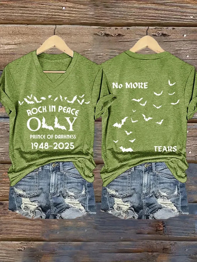 Women's No More Tears Print V Neck T-shirt