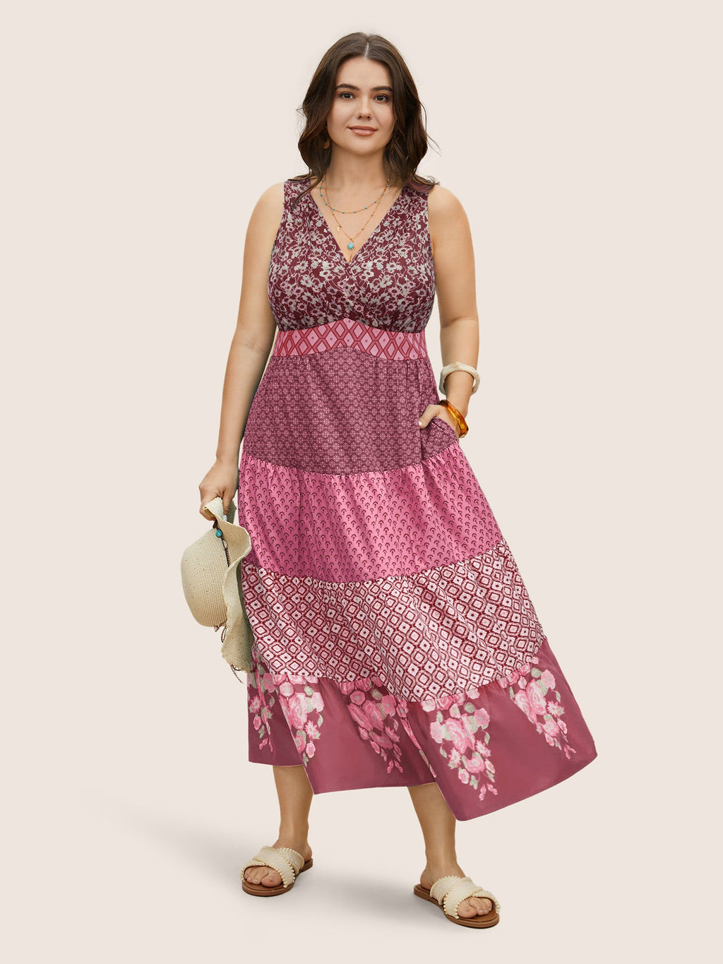 Bandana Patchwork Floral Sleeveless Dress