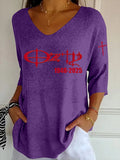 Women's Casual Rock Legend Memorial Print Knitted T-shirt