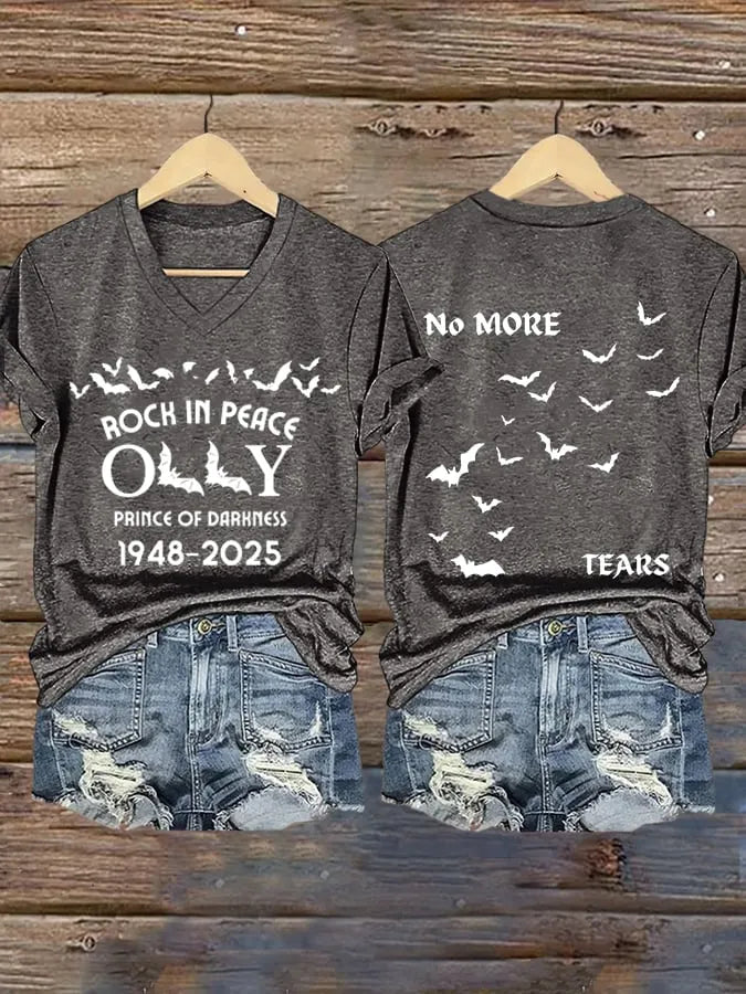 Women's No More Tears Print V Neck T-shirt