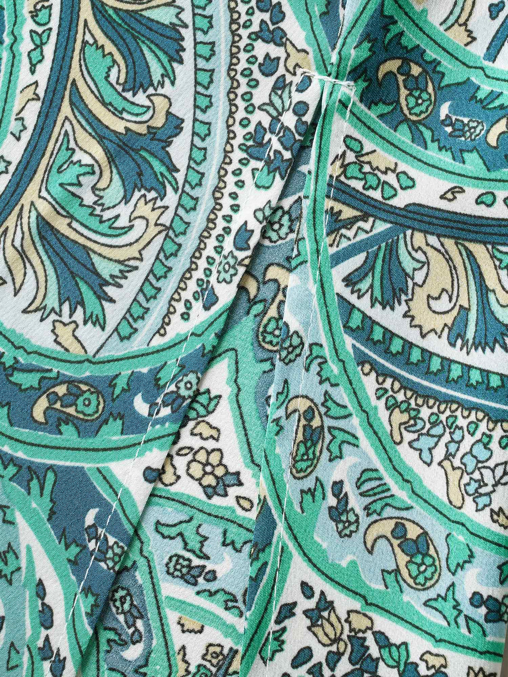 Paisley Print Off-Sleeve V-Neck Midi Dress
