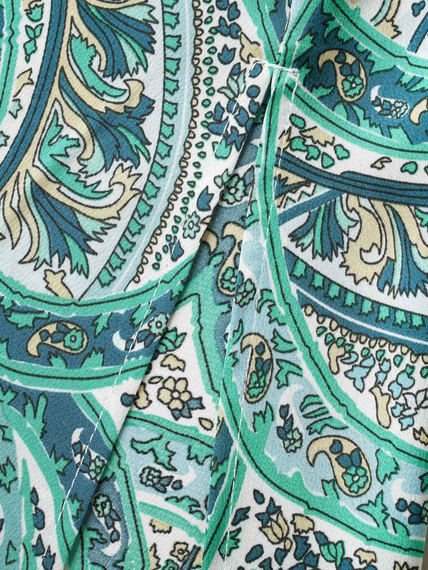 Paisley Print Off-Sleeve V-Neck Midi Dress