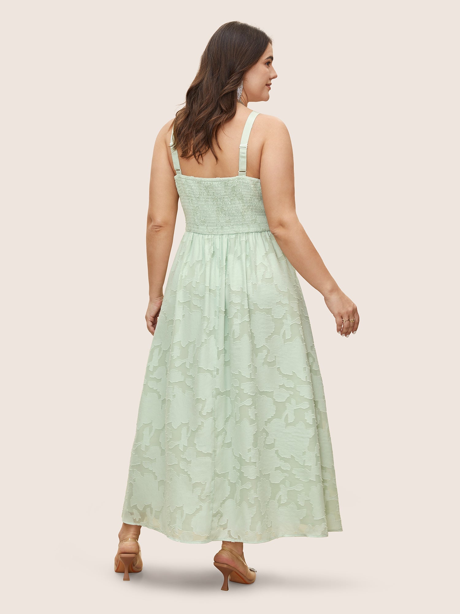 Abstract Textured Shirred Pocket Dress
