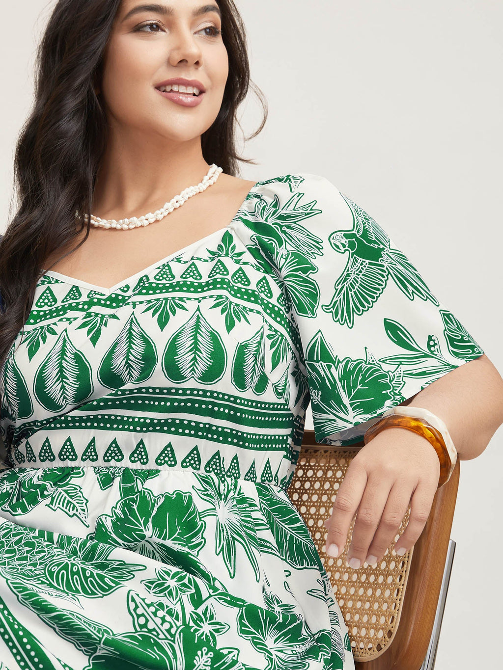 Boho Print Fit Flare Pockets Midi Dress