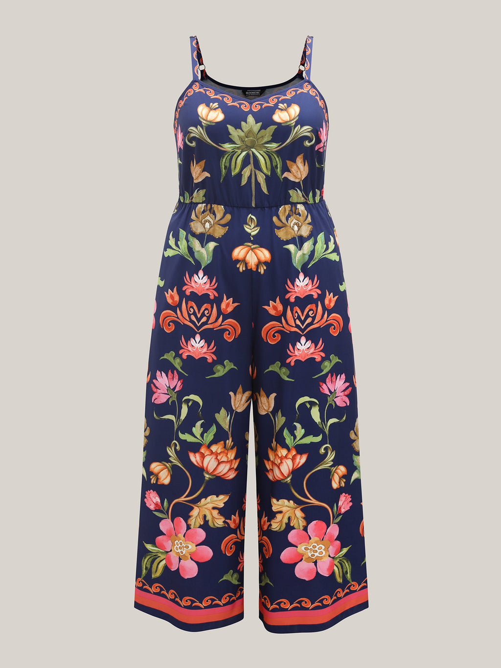 Tropical Flowers Print Pockets Cami Jumpsuit