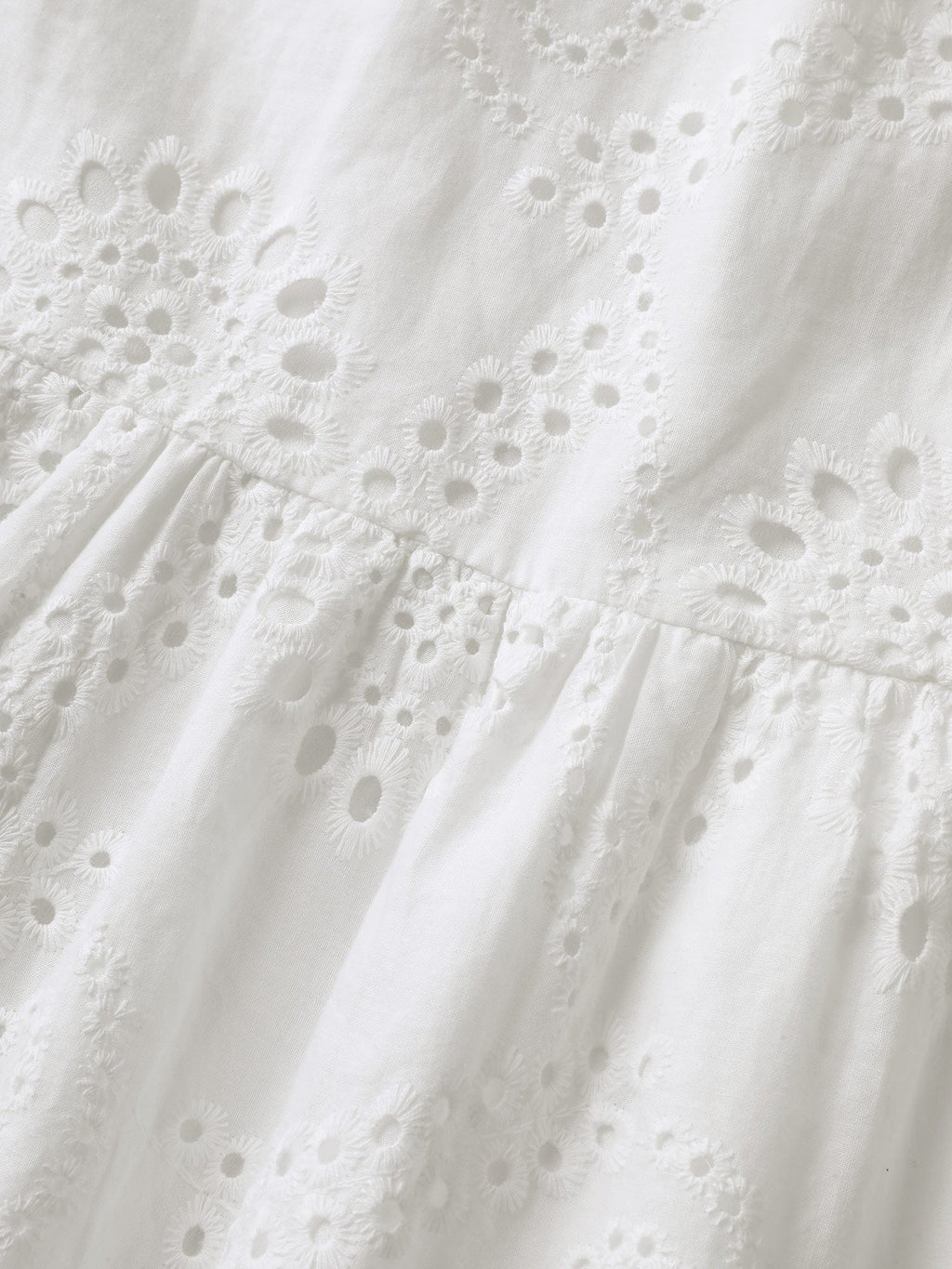 Mock Neck Broderie Anglaise Ruffle Trim Dress