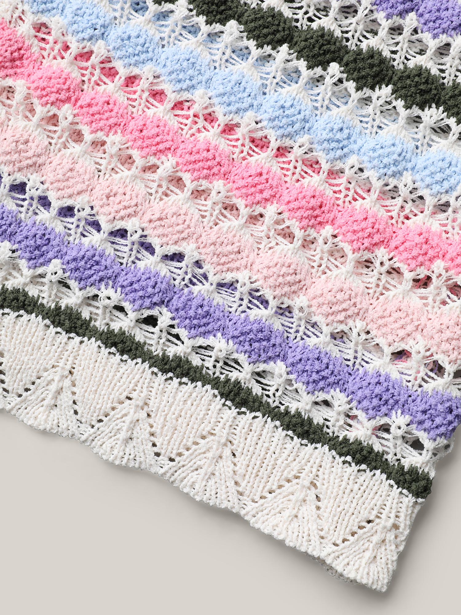 Cut-Out Multi-Color Lace Trim Cardigan