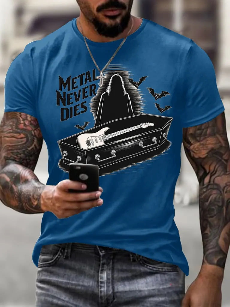 Metal Never Dies Men's Casual T-Shirt