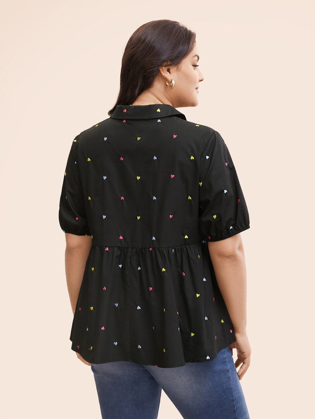 Cotton Geometric Embroidery Tunic Blouse
