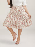 Ditsy Floral Print Waist-Tie Midi Skirt
