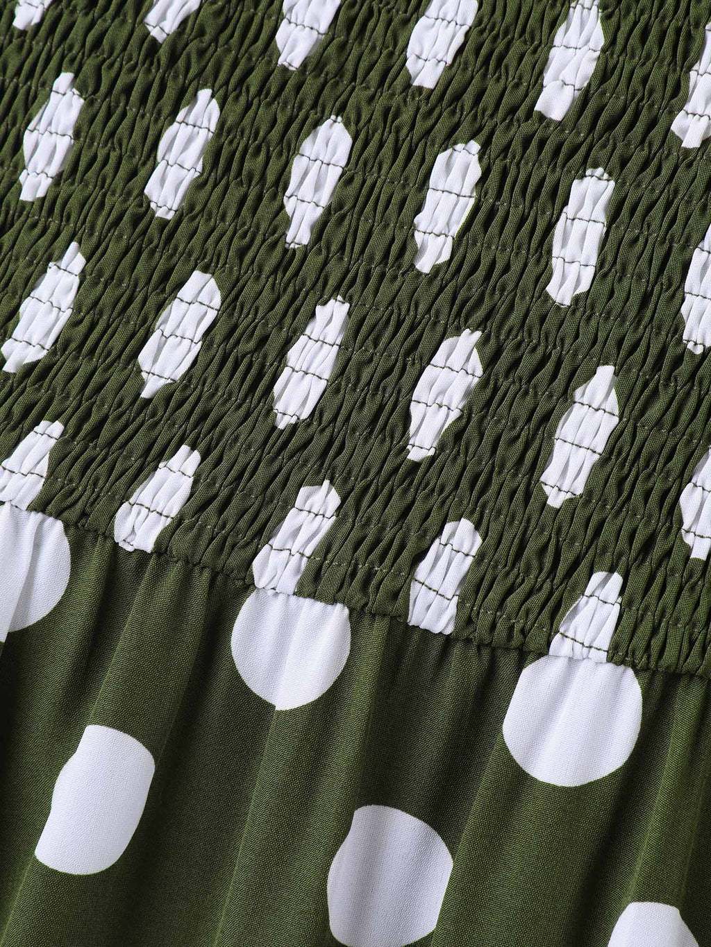 Polka Dot Print Pockets Shirred Maxi Dress