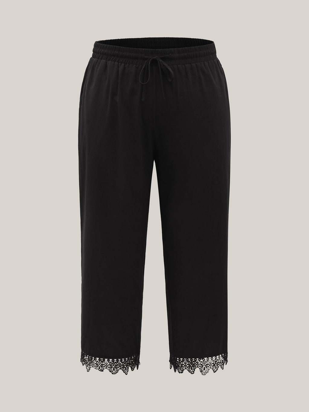 Drawstring Scalloped Lace Hem Pants