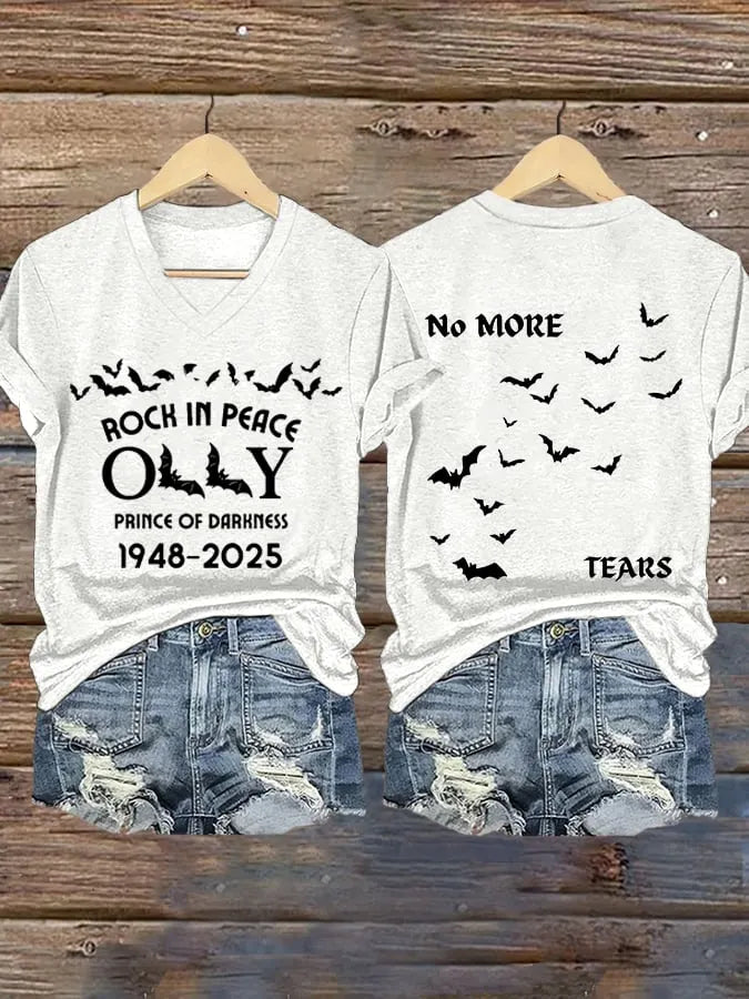 Women's No More Tears Print V Neck T-shirt
