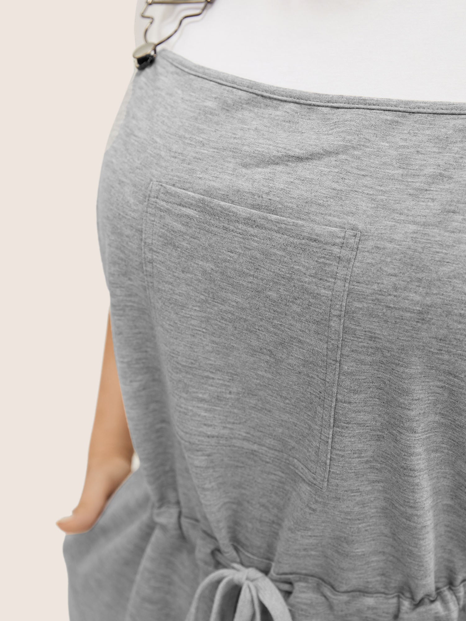 Solid Pocket Drawstring Overall Romper