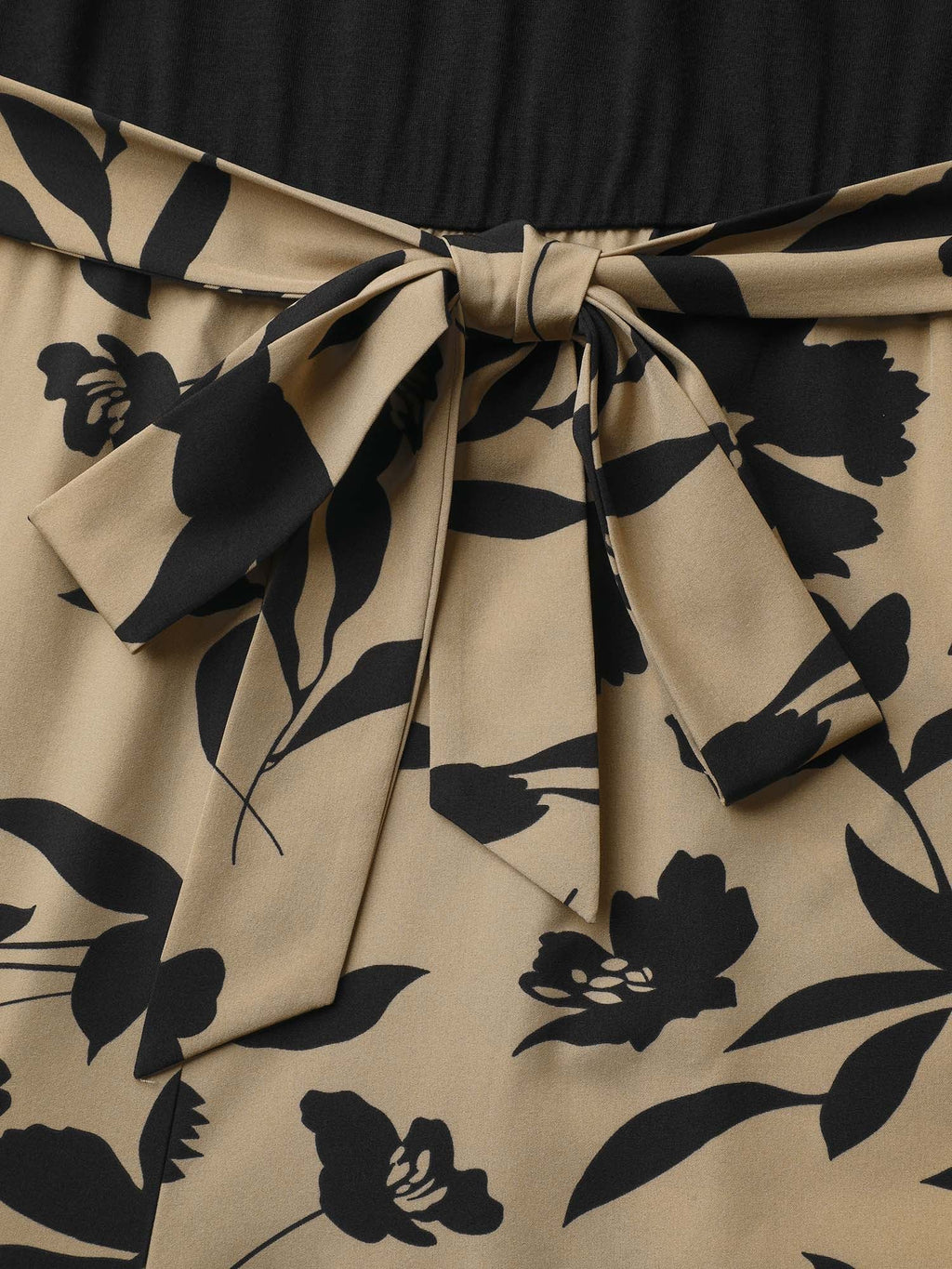 Floral Print Spliced Belted Wide-Leg Jumpsuit