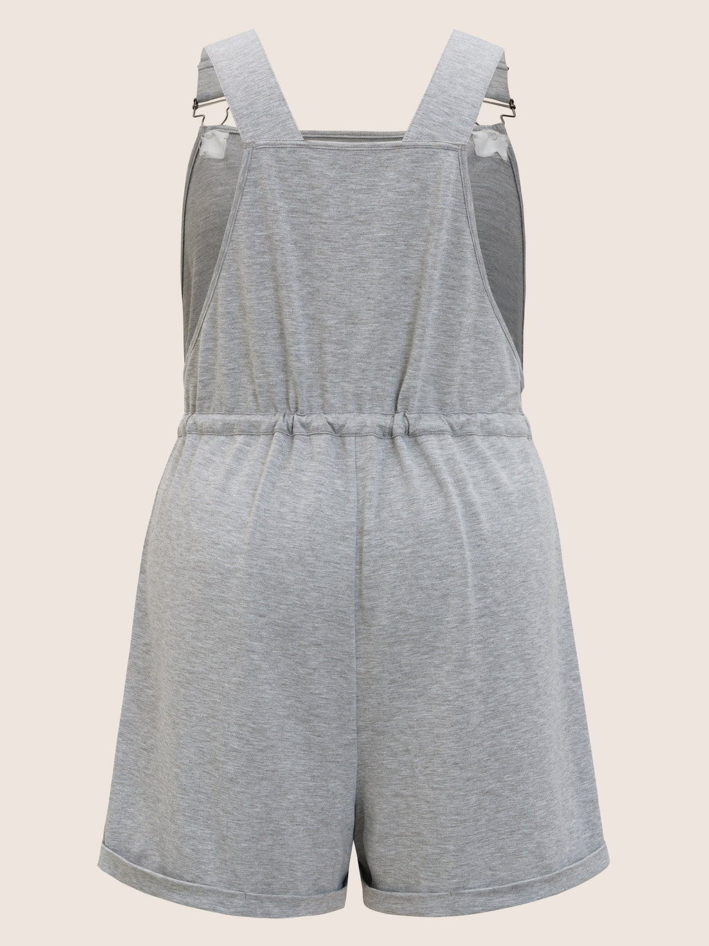 Solid Pocket Drawstring Overall Romper