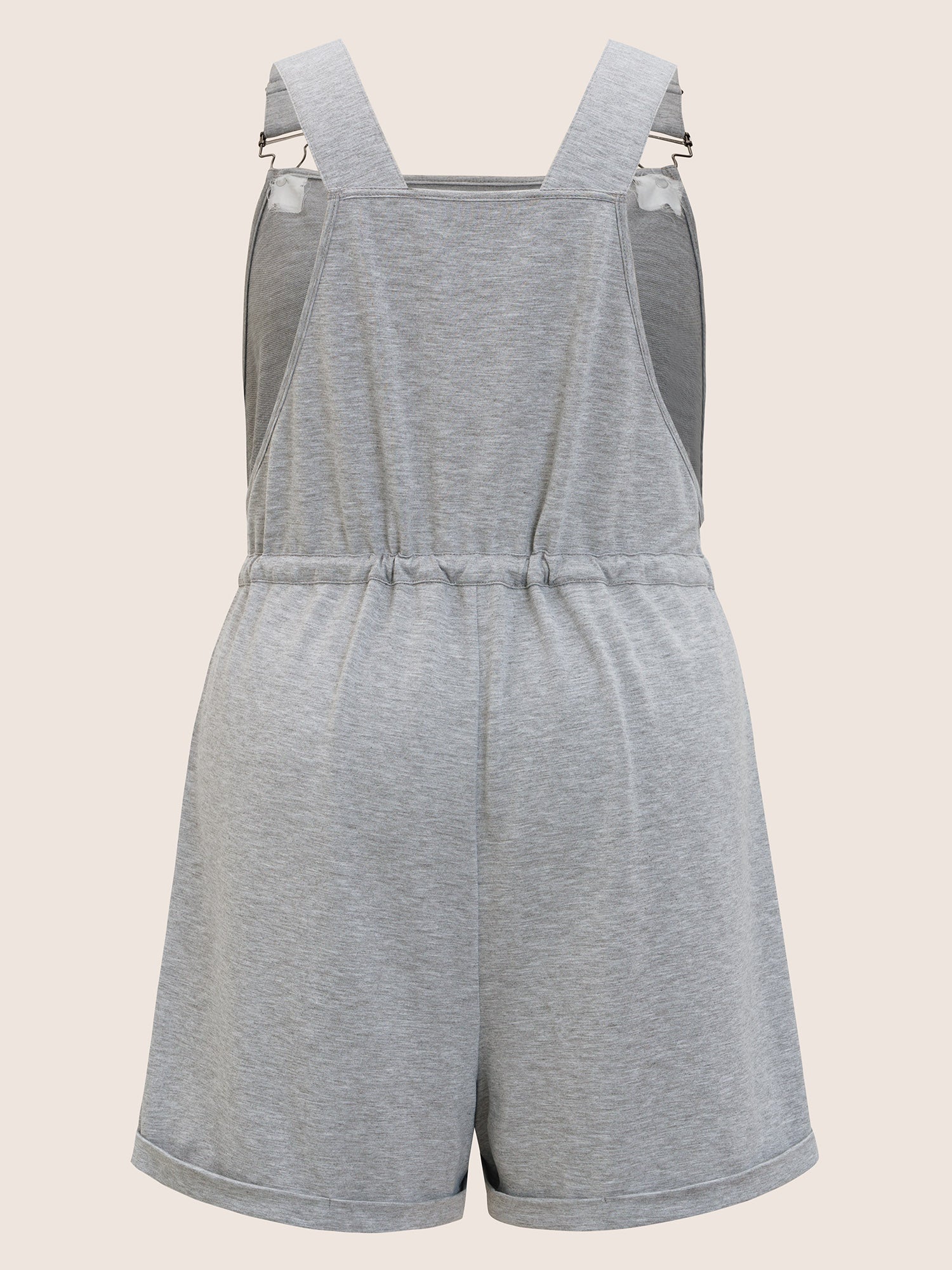 Solid Pocket Drawstring Overall Romper