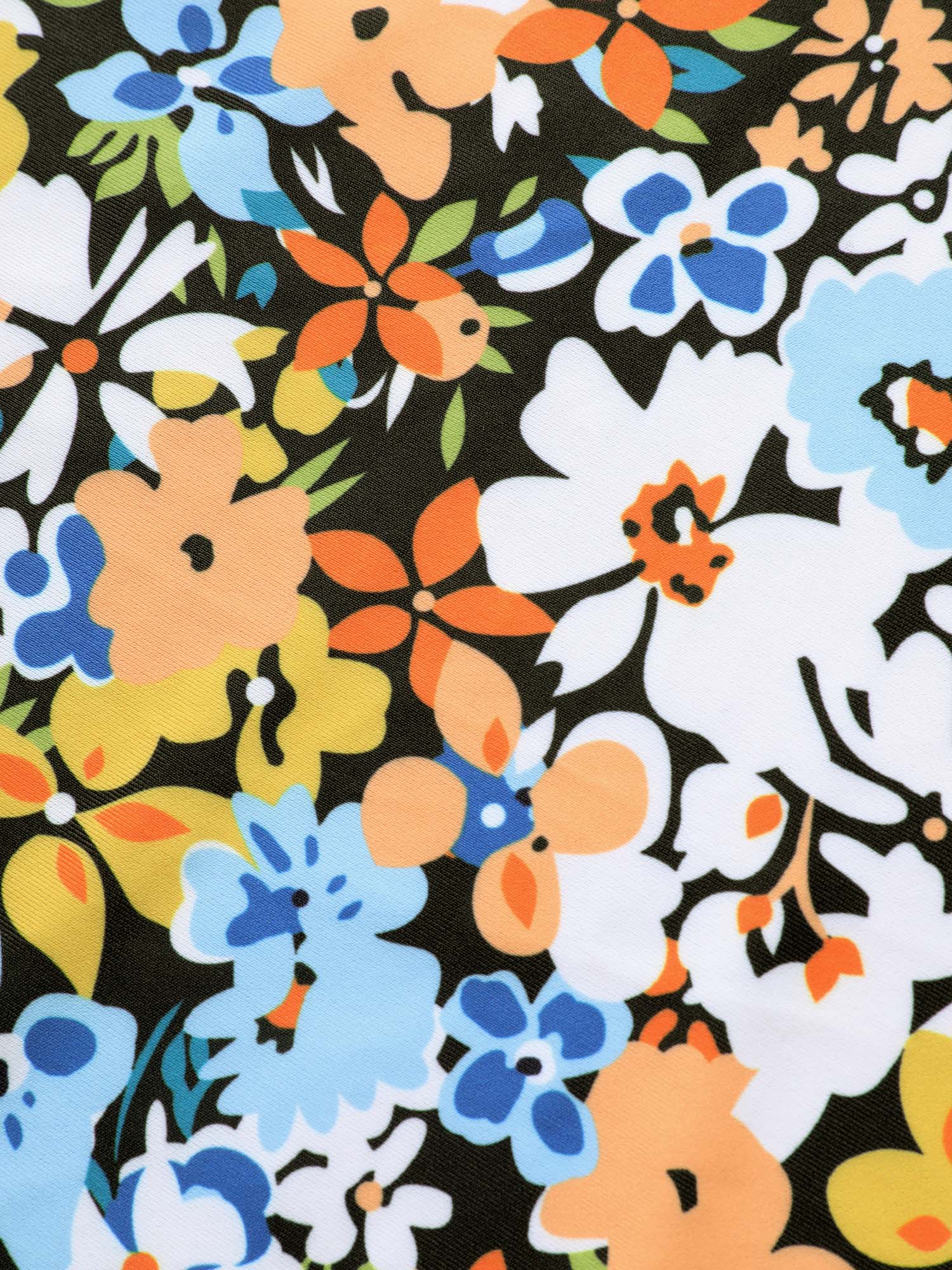 Colored Floral Print Knotted Gathered Swim Top