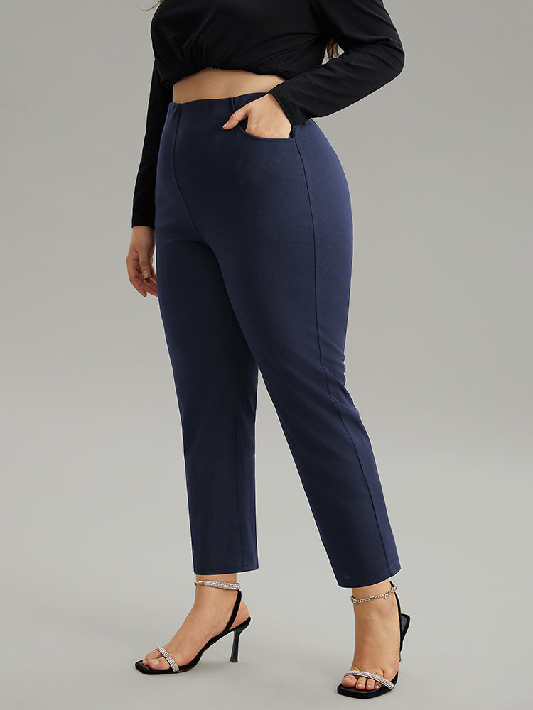 Plain Pocket Bodycon Ankle Pants
