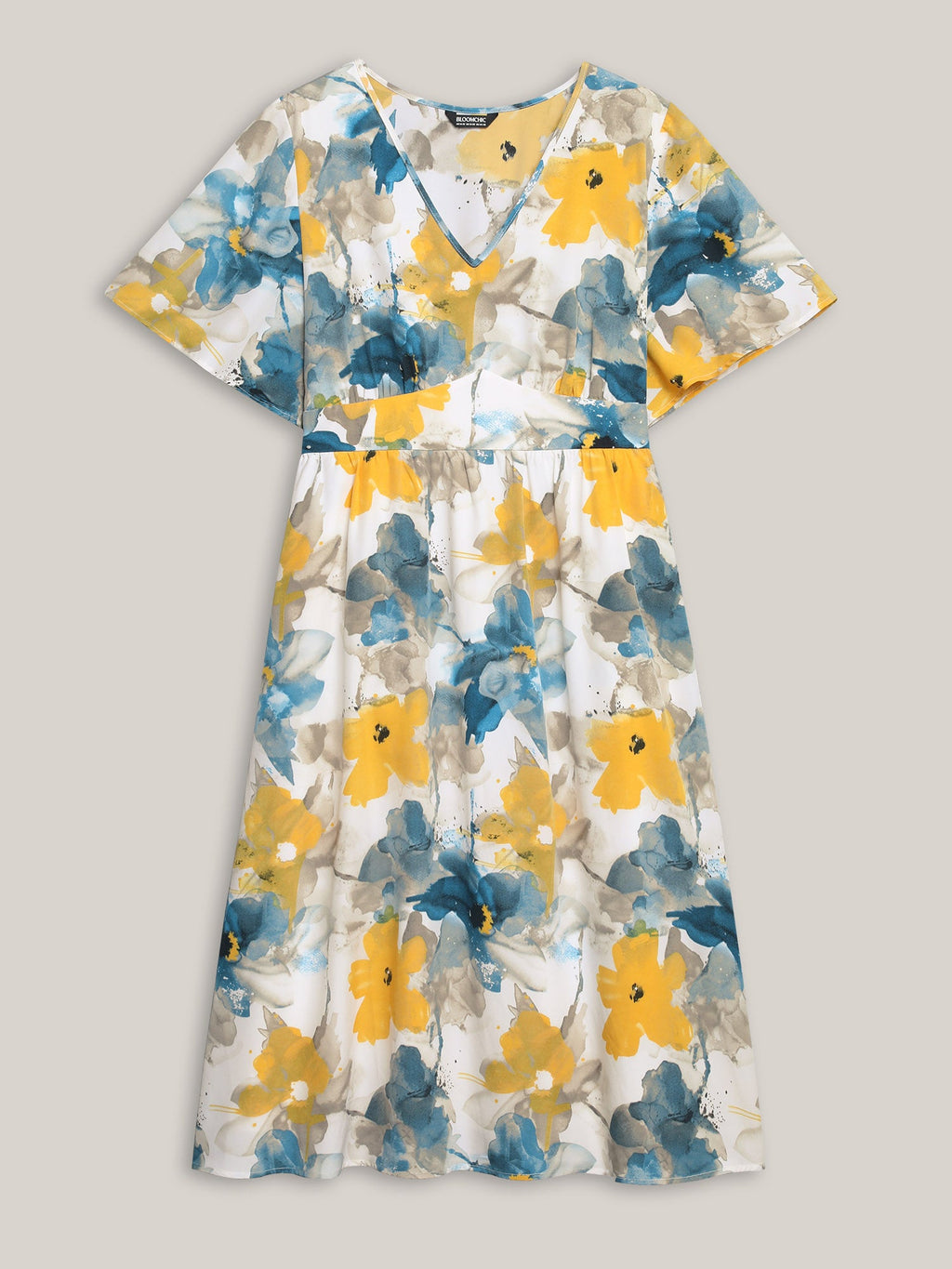 Floral Wrap Neck Fit & Flare Dress