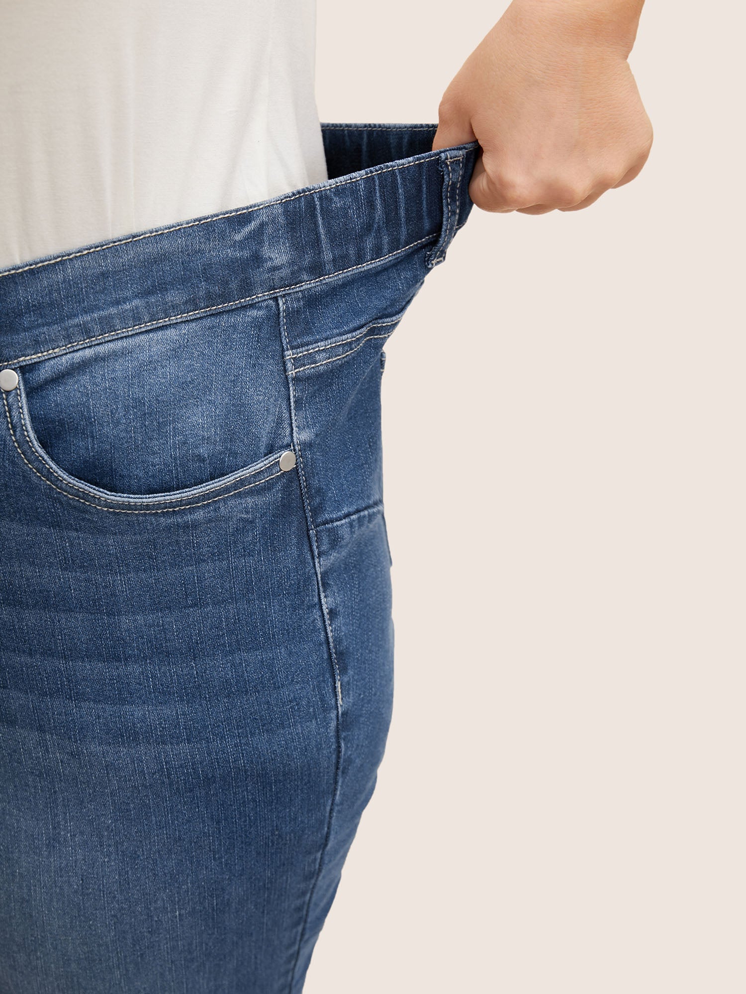 High Stretch Slanted Pocket Slim Cropped Jeans