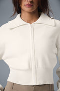 SCHOLAR KNIT CROPPED FULL ZIP JACKET