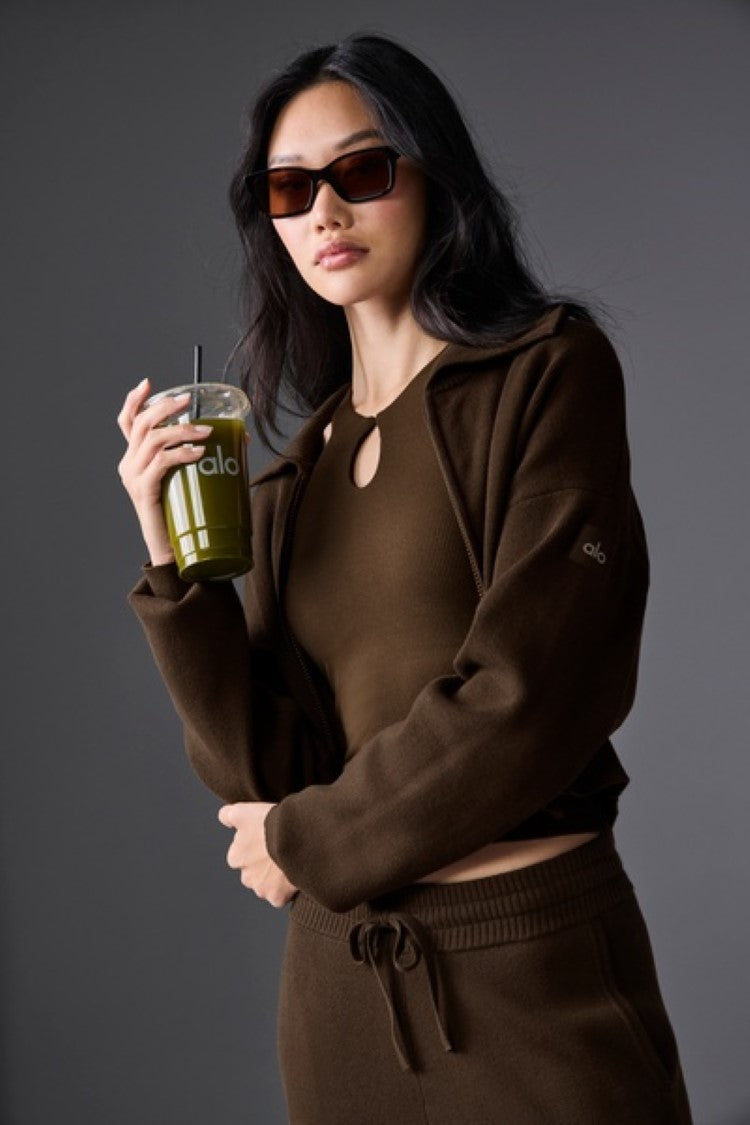 SCHOLAR KNIT CROPPED FULL ZIP JACKET