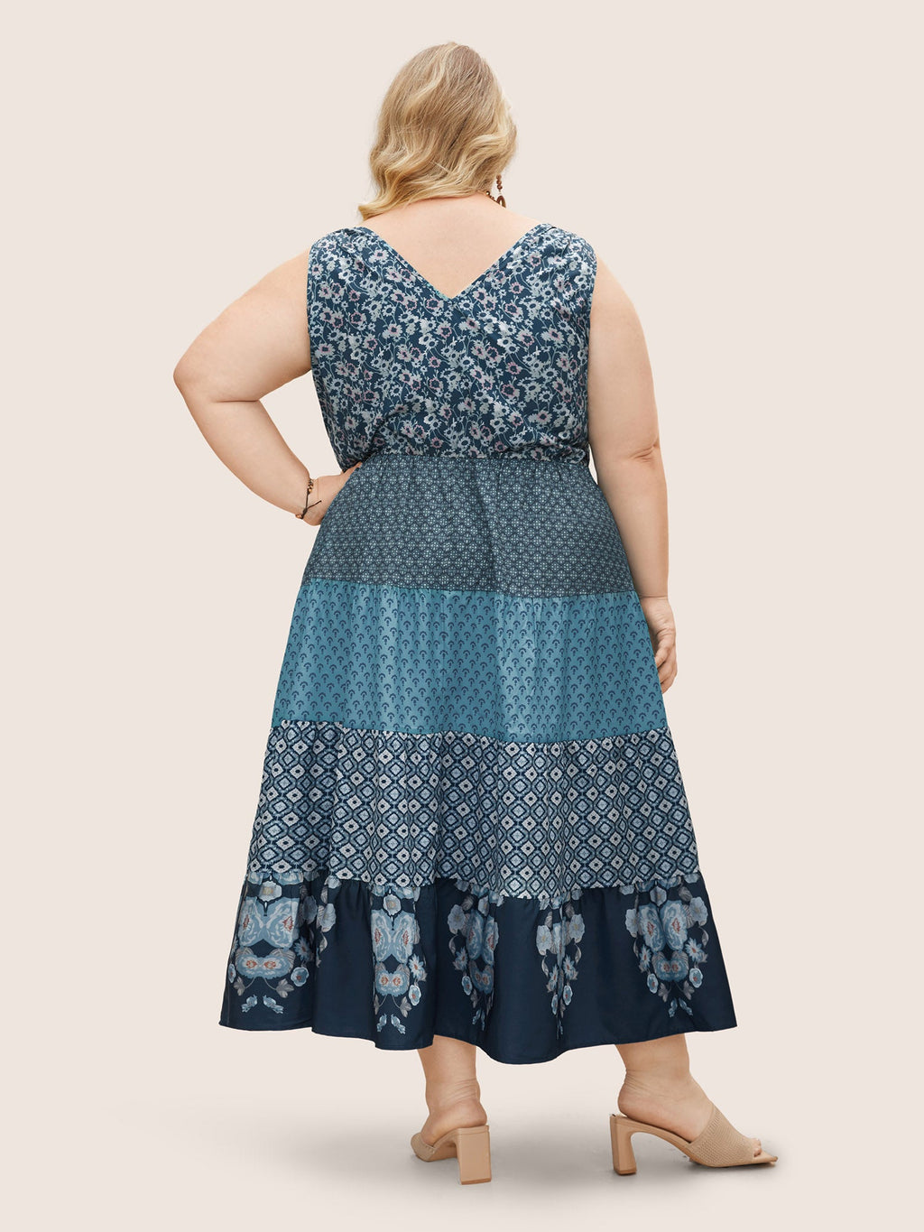 Bandana Patchwork Floral Sleeveless Dress