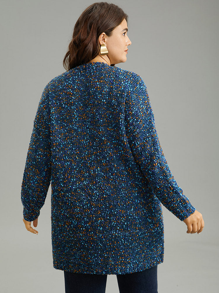 Color Textured Open Front Cardigan