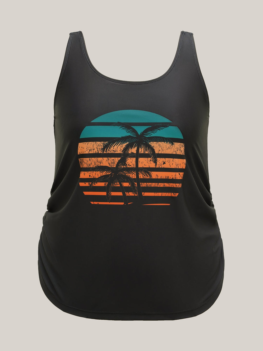 Island Print Ruched Swim Top