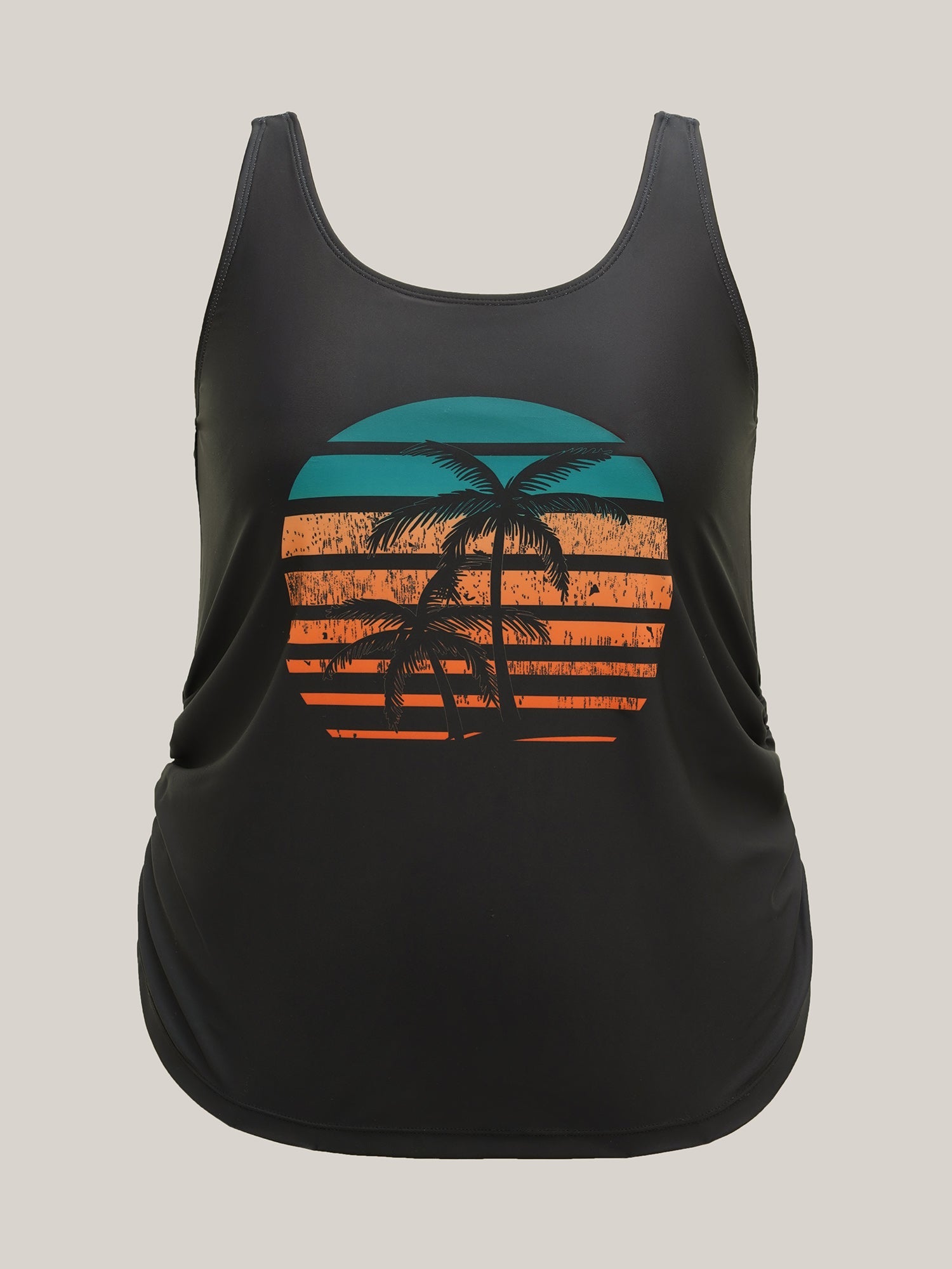 Island Print Ruched Swim Top