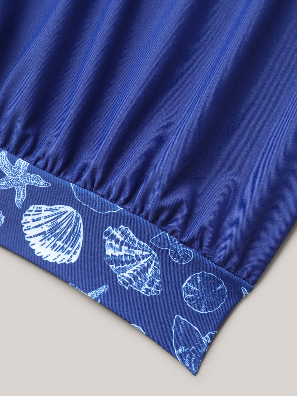 Marine Print Cut-Out Pleated Swim Top