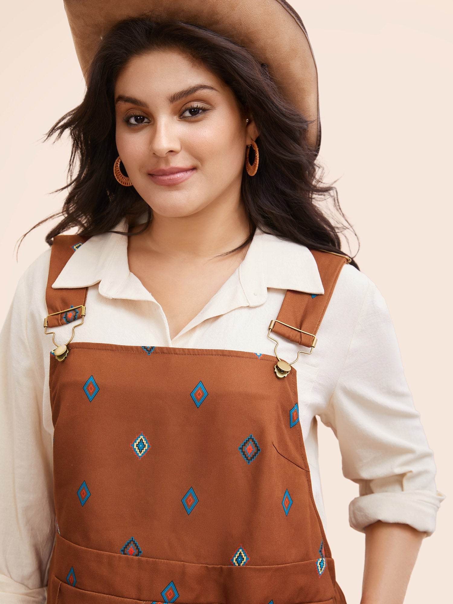 Geometric Print Adjustable Straps Overall