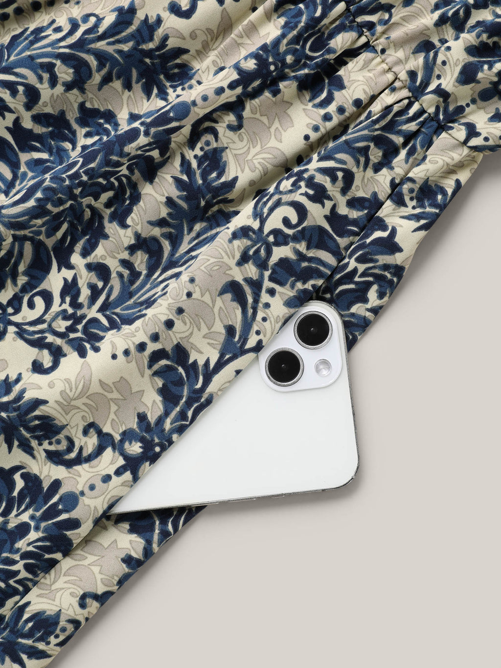 Ornate Print Curvy Hem Tied Maxi Dress