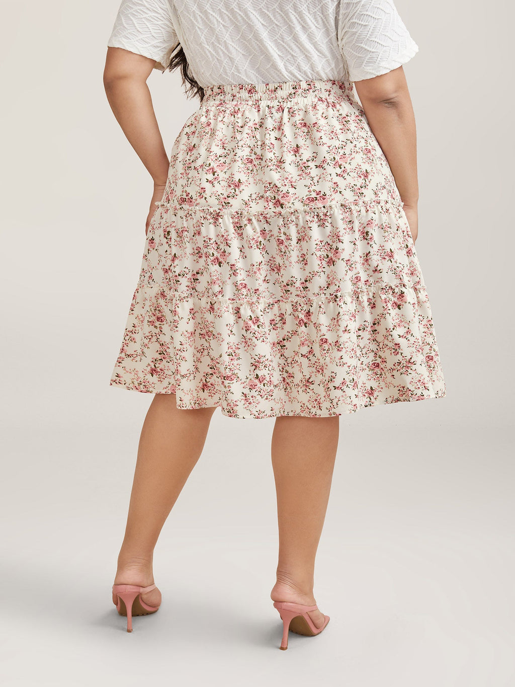 Ditsy Floral Print Waist-Tie Midi Skirt