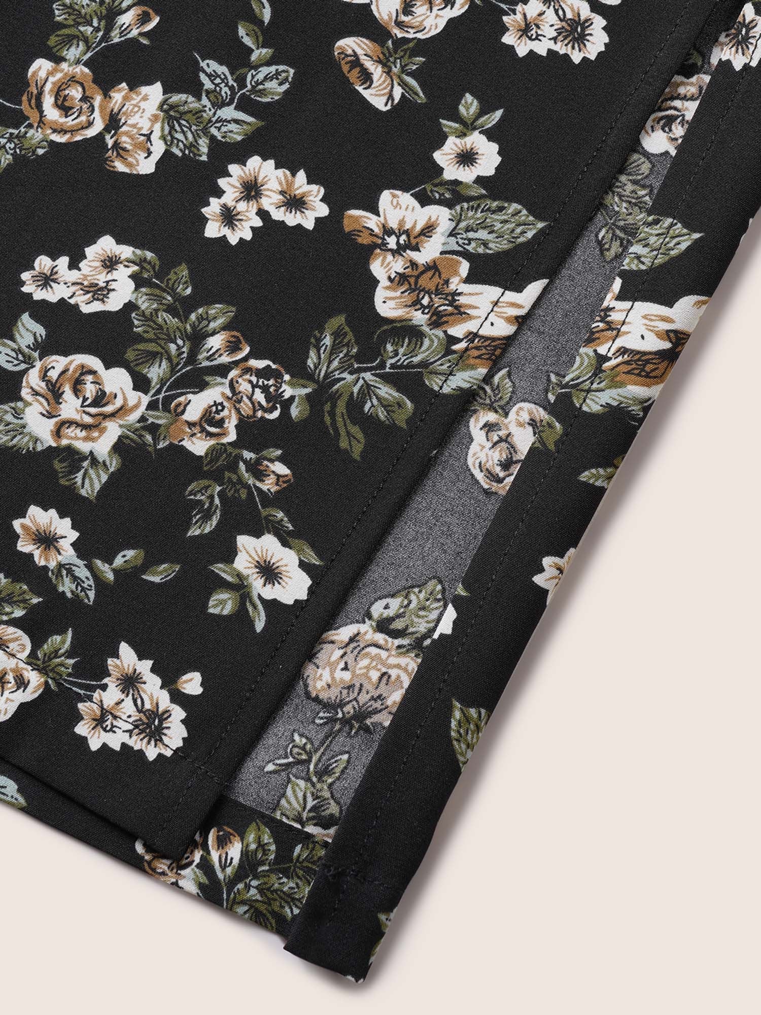 Ditsy Floral Ties Split Hem Wide Leg Pants