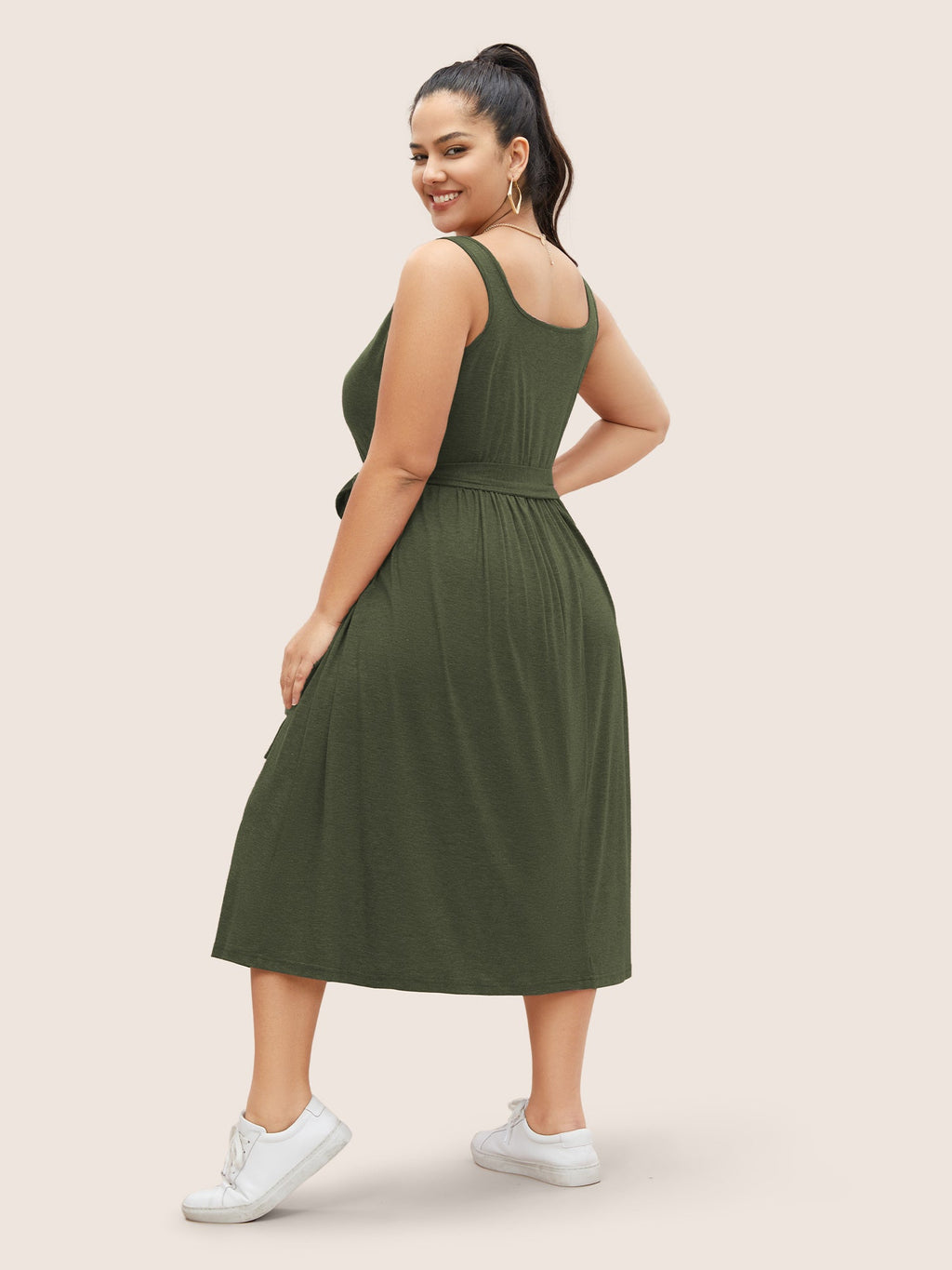 Supersoft Essentials Button Detail Belted Gathered Dress