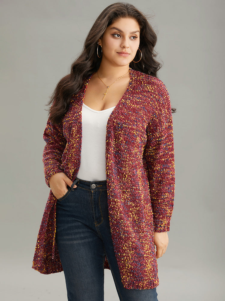 Color Textured Open Front Cardigan