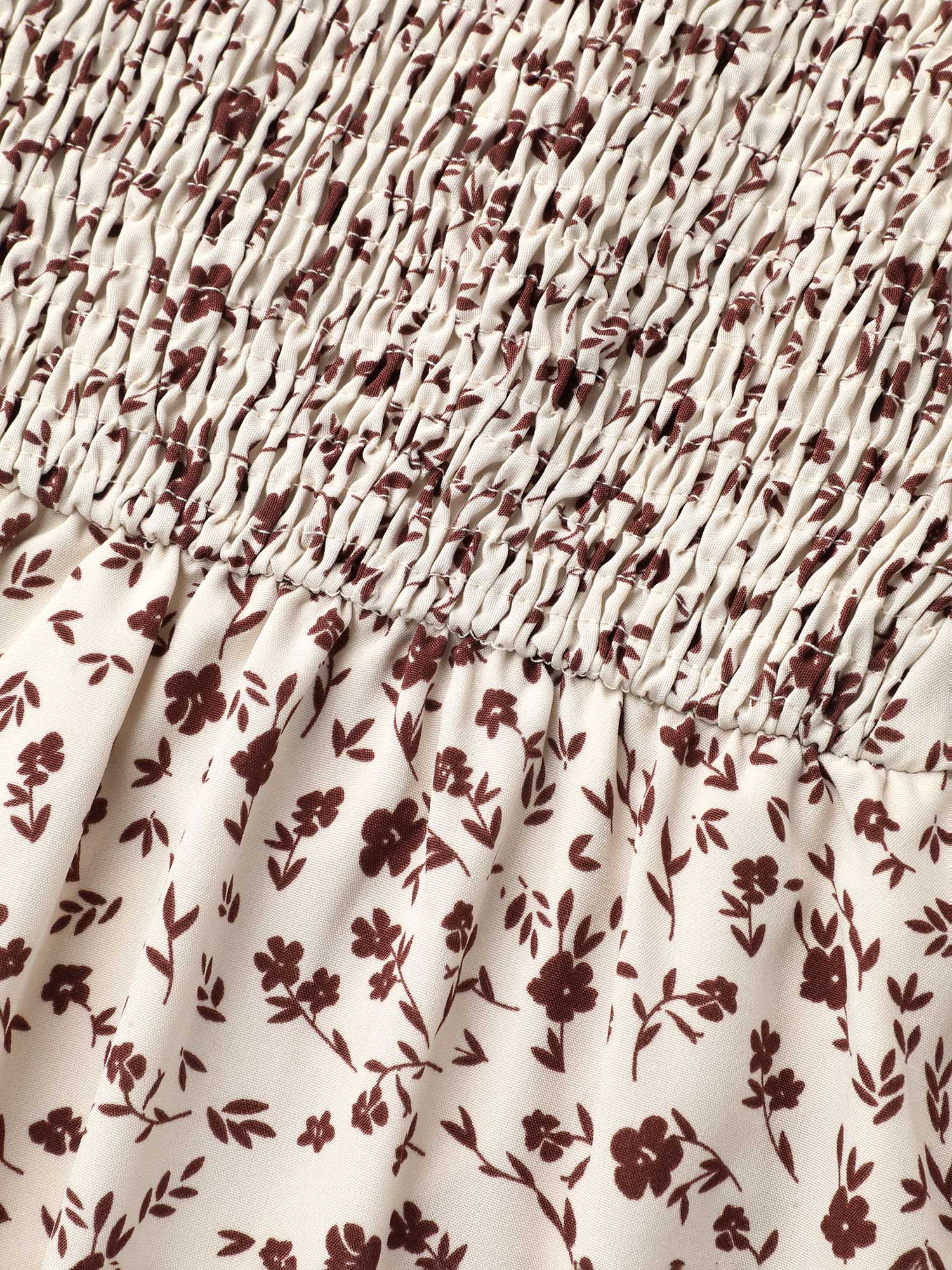Stretchy-Waist Printed Pockets Midi Dress