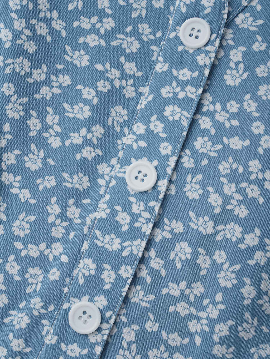 Notched Ditsy Floral Button Midi Dress