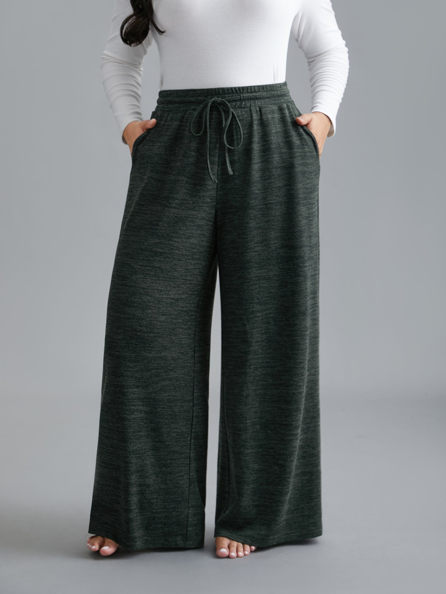 Heather Drawstring Loose Lounge Bottoms