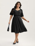 Supersoft Polka Dot Waist-Cinched Midi Dress